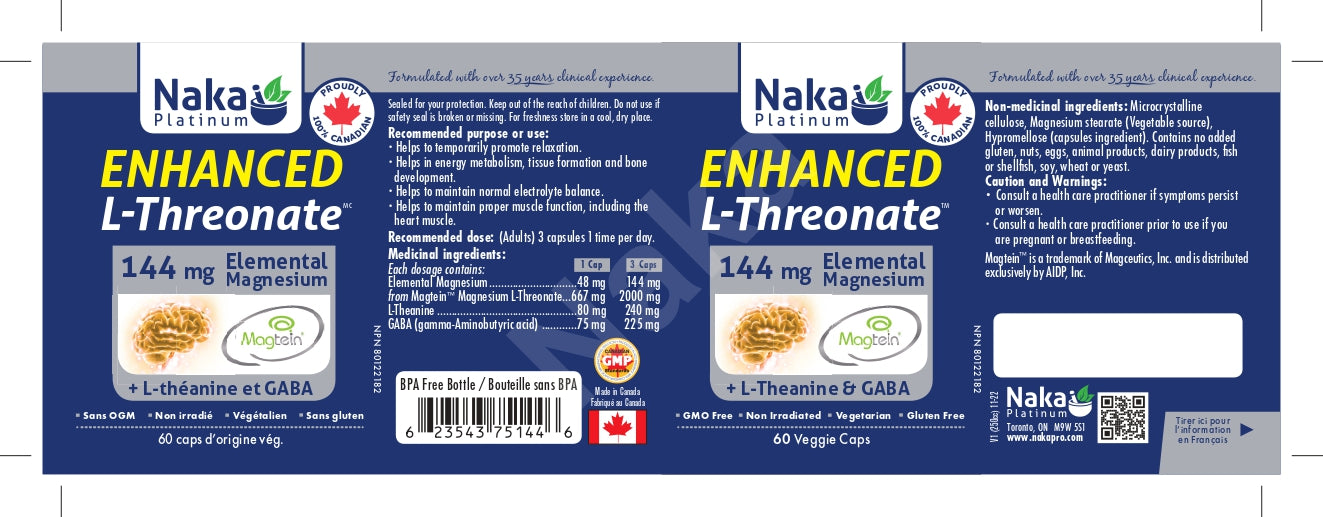 Naka Platinum Enhanced Magnesium L-Threonate 60 Veggie Caps