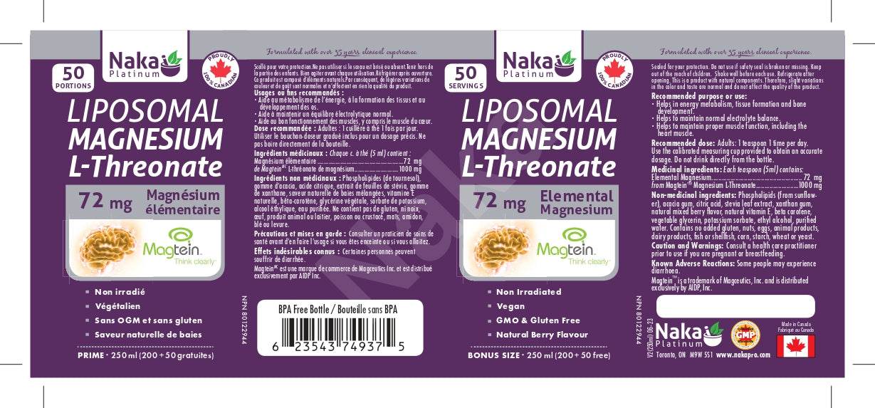 Naka Platinum Liposomal Magnesium L-Threonate 250mL