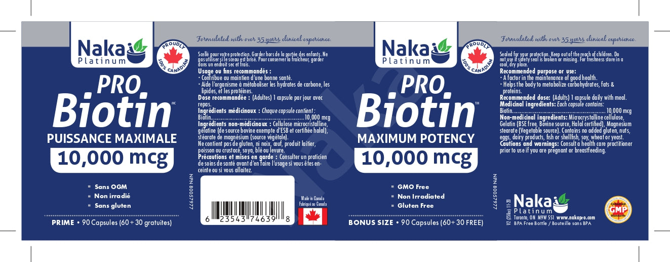 Naka Platinum PRO Biotin 10000mcg 90 Capsules