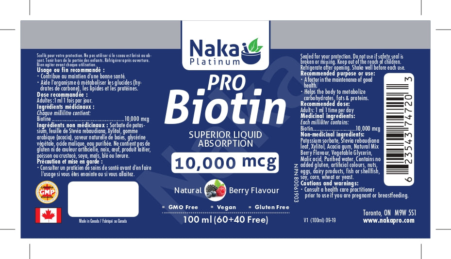 Naka Platinum PRO Biotin 10000mcg Berry 100mL