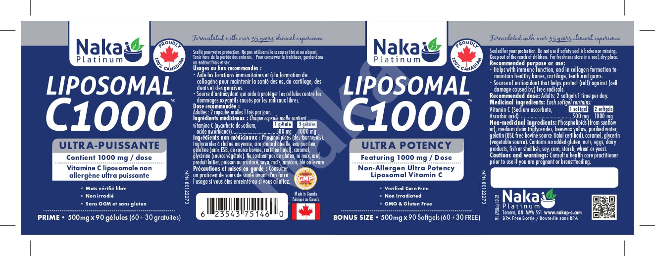 Naka Platinum Liposomal C1000 90 Softgels