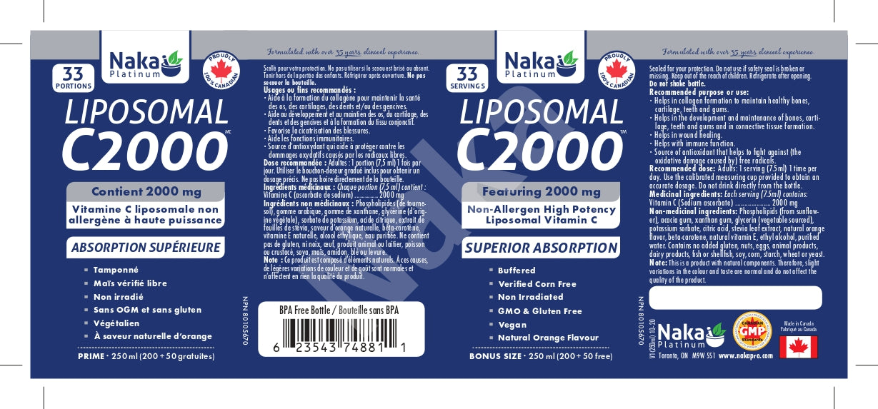 Naka Platinum Liposomal C2000 250mL