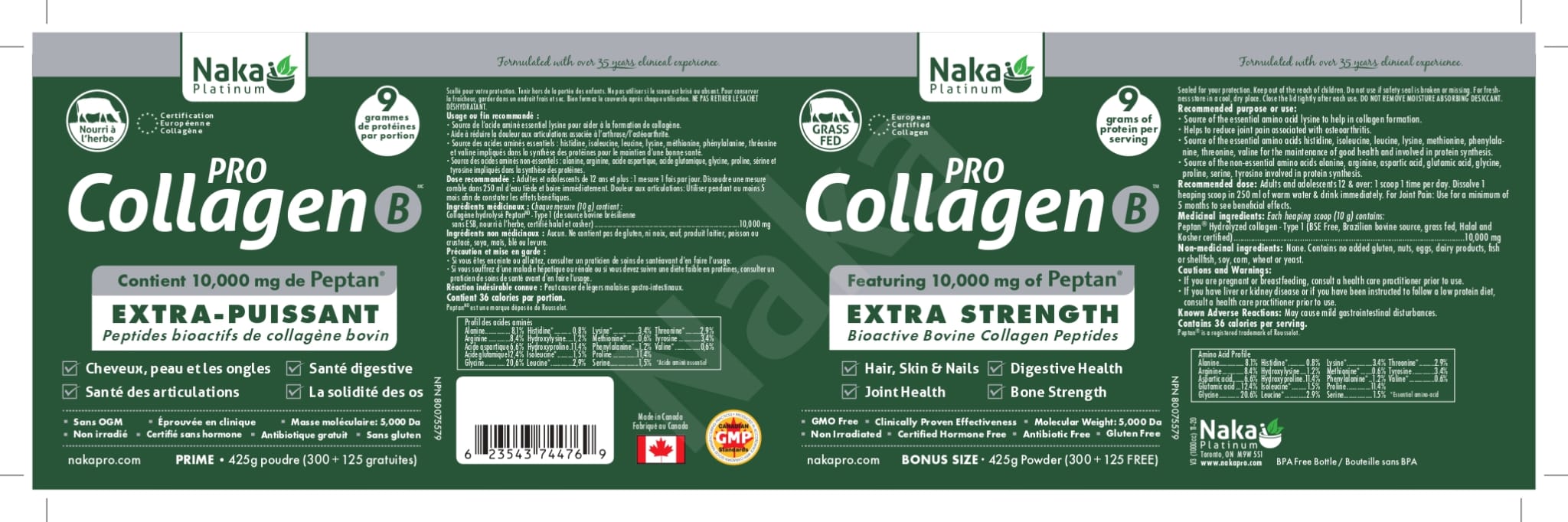 Naka Platinum PRO Collagen Bovine Extra Strength 425g