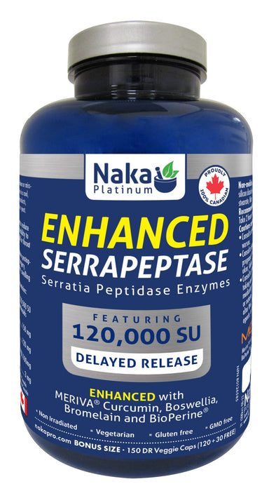 Naka Platinum Enhanced Serrapeptase 120000SU 150 Veggie Caps