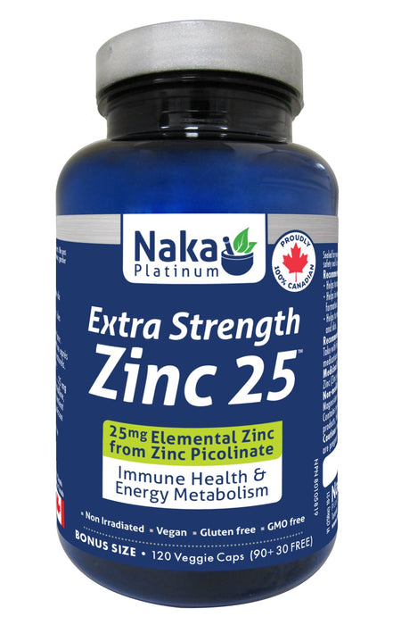 Naka Platinum Zinc Picolinate Extra Strength 25mg 90+30 Veggie Caps