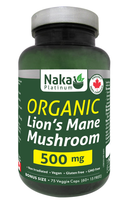 Naka Platinum Lion's Mane 500mg 60+15 Veggie Caps