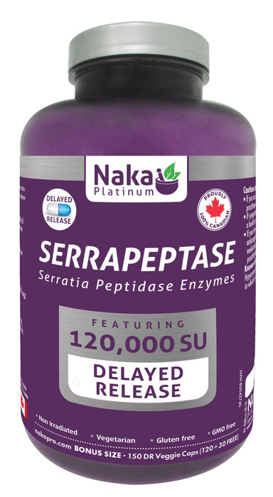 Naka Platinum Serrapeptase 120,000SU 120+30 Veggie Caps