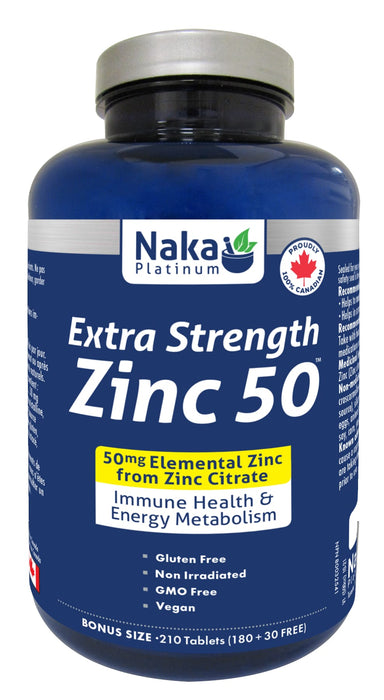 Naka Platinum Zinc Citrate Extra Strength 50mg 180+30 Tablets