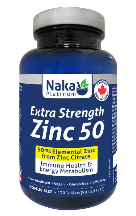 Naka Platinum Zinc Citrate Extra Strength 50mg 90+30 Tablets