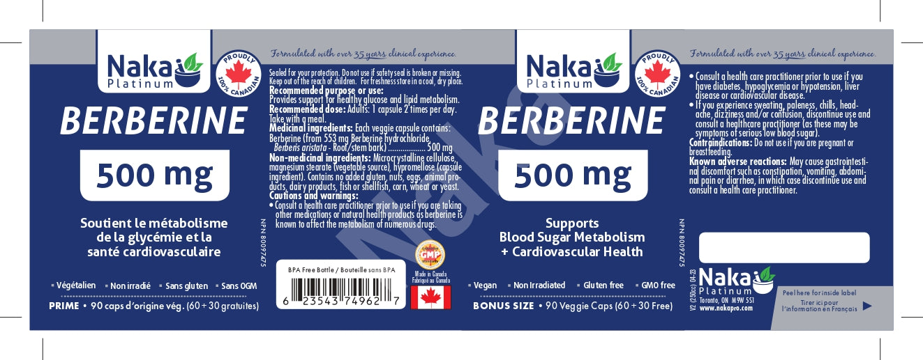 Naka Platinum Berberine 500mg 60+30 Veggie Caps