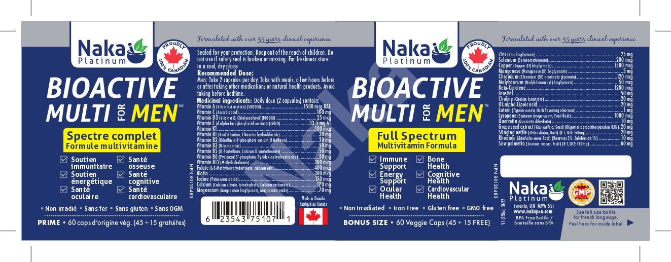 Naka Platinum BioActive Multi For Men 45+15 Veggie Cap