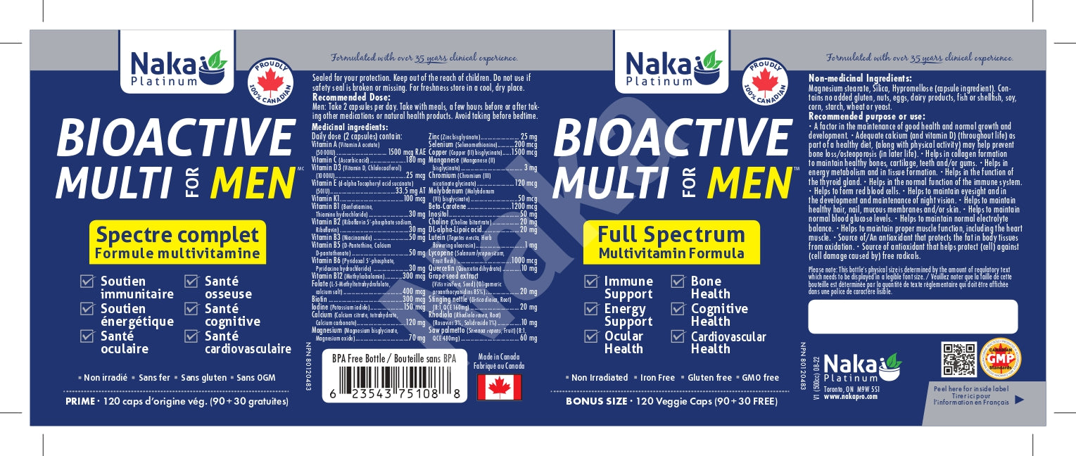 Naka Platinum BioActive Multi For Men 90+30 Veggie Caps