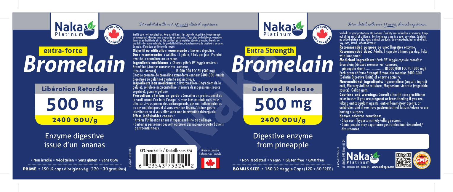 Naka Platinum Bromelain Extra Strength 150 Veggie Caps