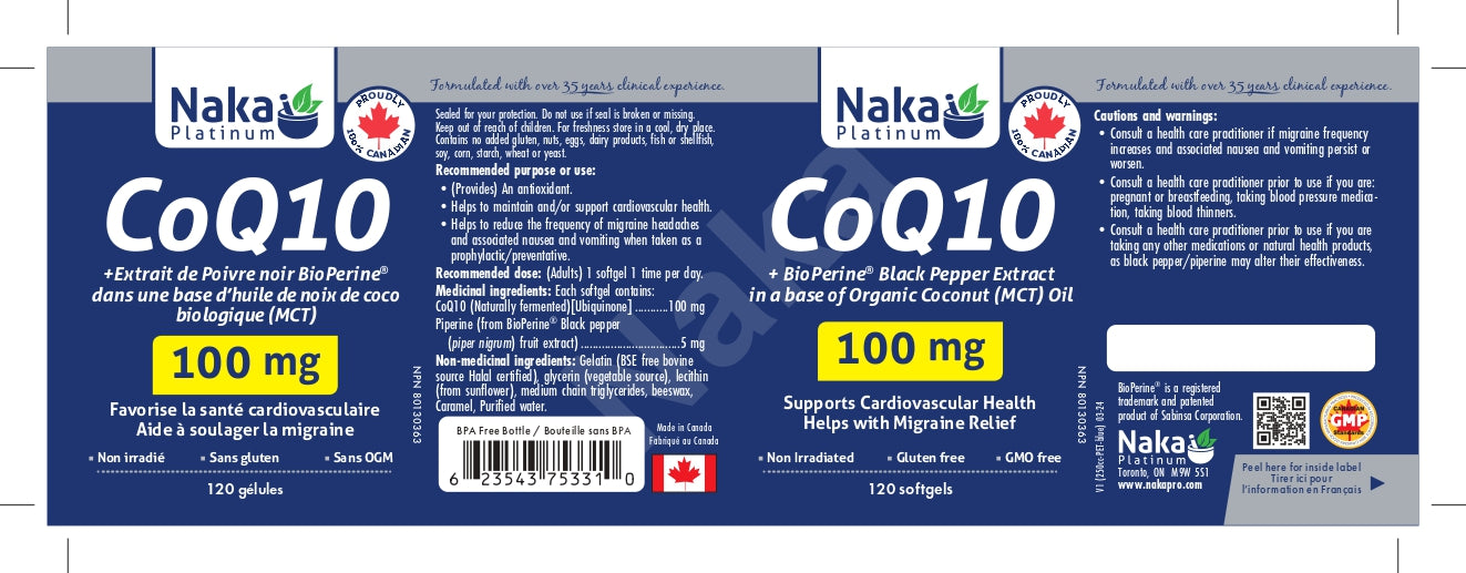 Naka Platinum CoQ10 100mg 120 Softgels