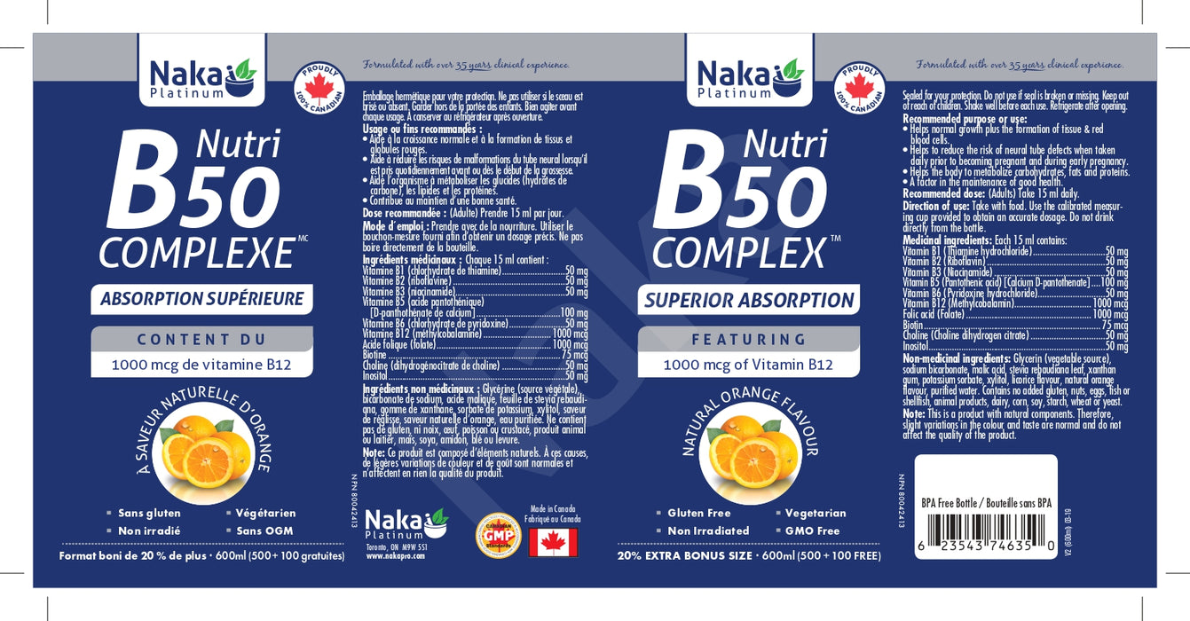 Naka Platinum Nutri B50 Complex Orange 600mL