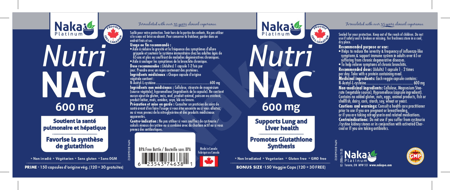 Naka Platinum Nutri NAC 600mg 150 Veggie Caps