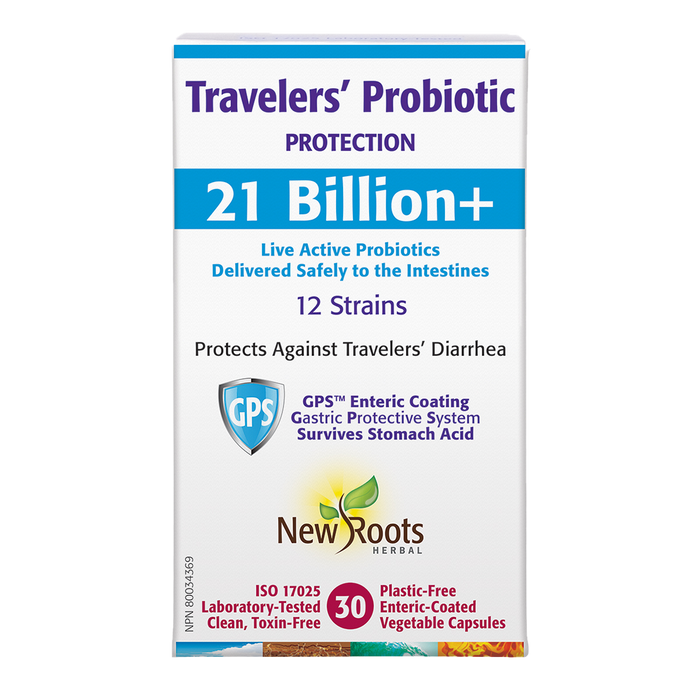 New Roots Travelers Probiotic 21 Billion+ 30 Veggie Caps