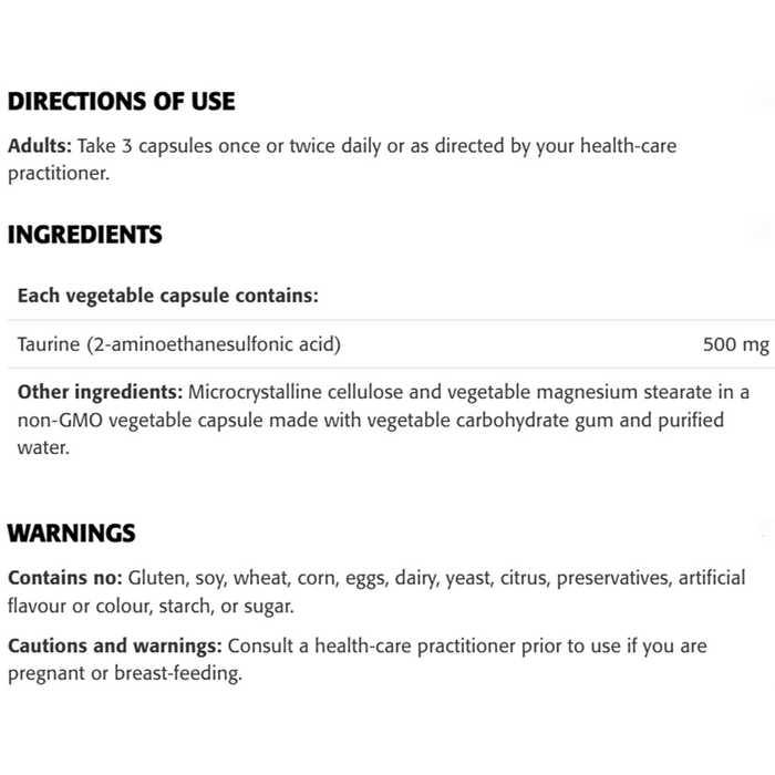 New Roots L-Taurine 500mg 90 Veggie Caps