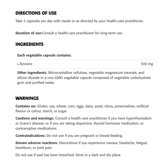 New Roots L-Tyrosine 500mg 60 Veggie Caps