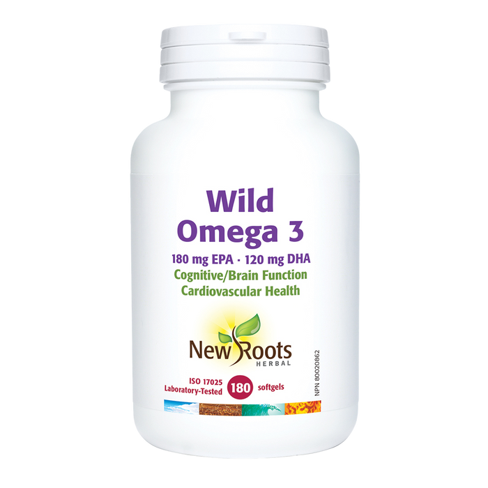 New Roots Wild Omega 3 EPA 180mg DHA 120mg 180 Softgels