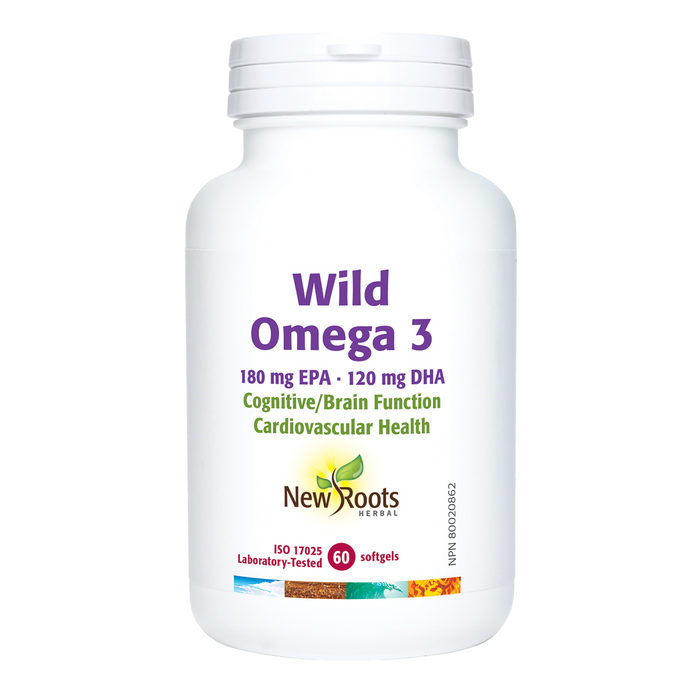 New Roots Wild Omega 3 EPA 180mg DHA 120mg 60 Softgels