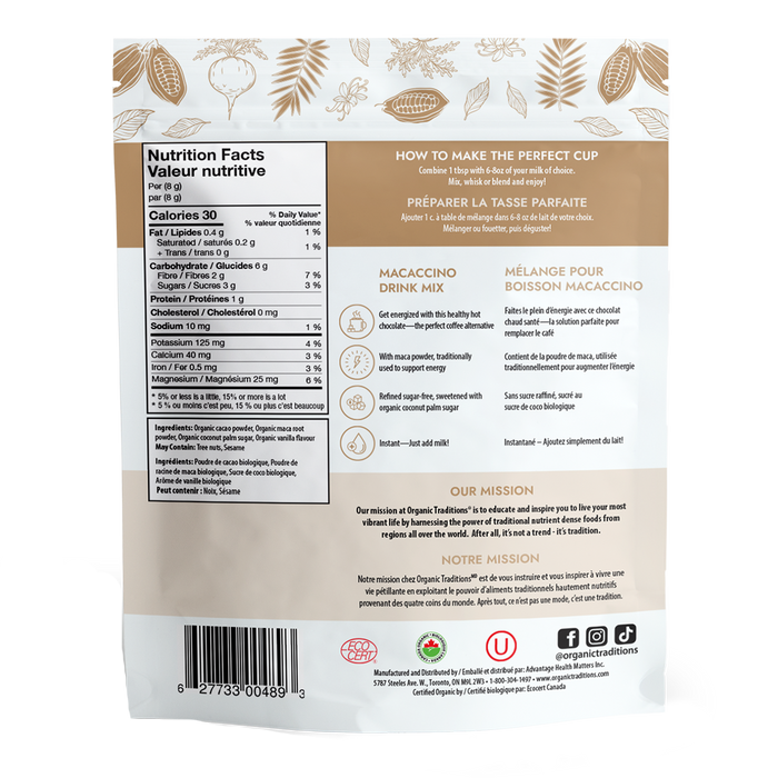 Organic Traditions Macaccino Drink Mix 227g