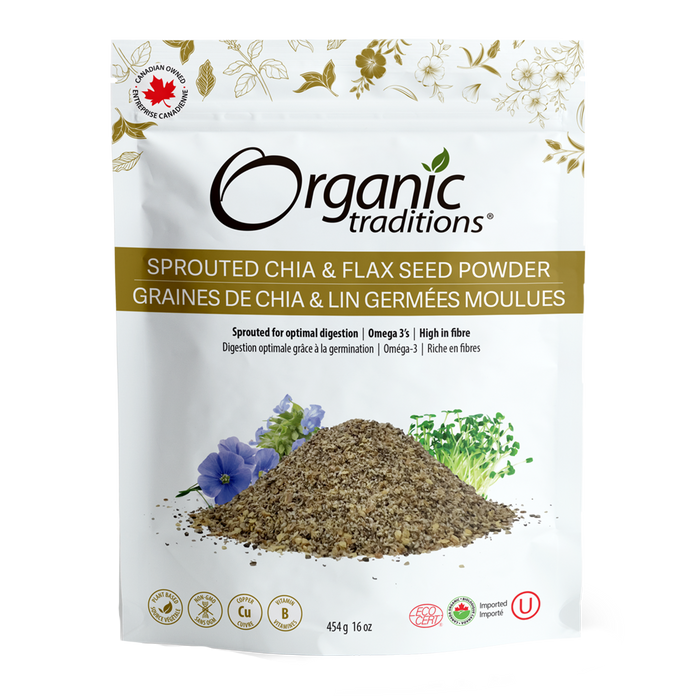 Organic Traditions Sprouted Chia & Flax Seed Powder 454g