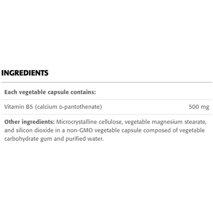 New Roots Vitamin B5 Calcium D Pantothenate 500mg 100 Veggie Caps