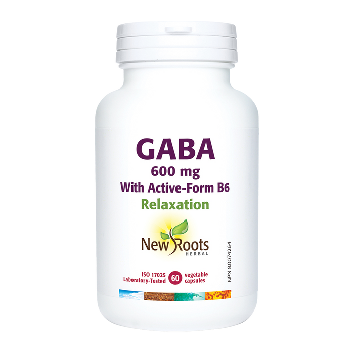 New Roots GABA 600mg with Active-Form B6 60 Veggie Caps