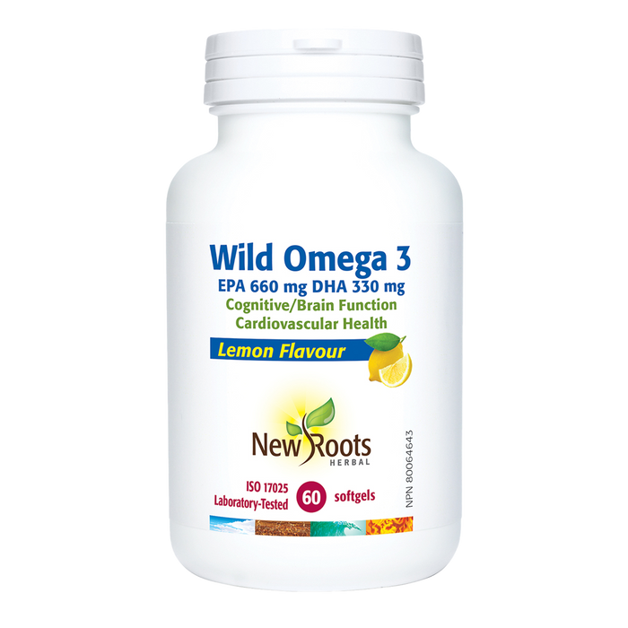 New Roots Wild Omega 3 EPA 660mg DHA 330mg Lemon 60 Softgels