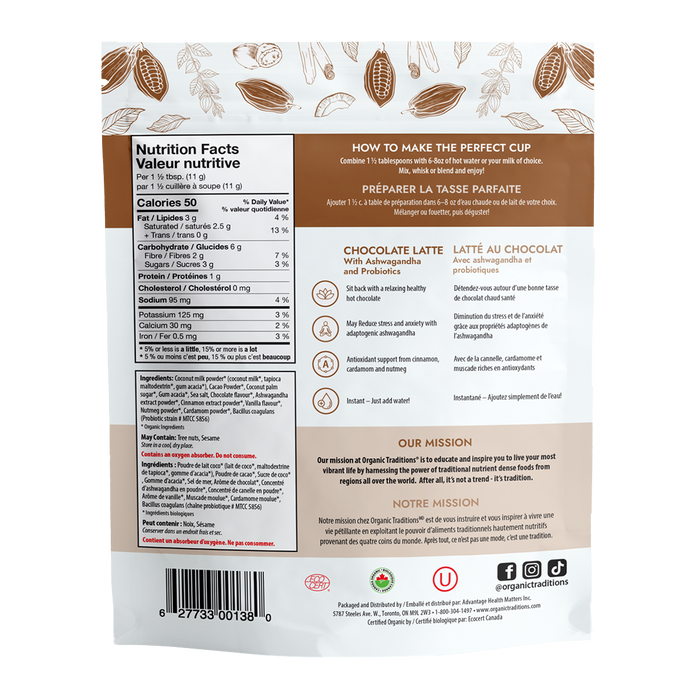 Organic Traditions Chocolate Latte 150g