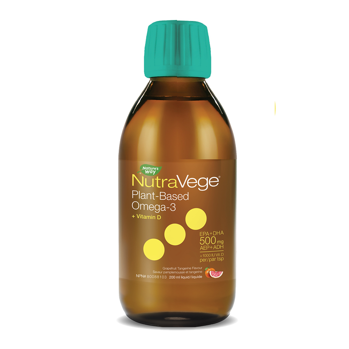 NutraVege Omega-3 + Vitamin D Plant Based Grapefruit Tangerine 200mL