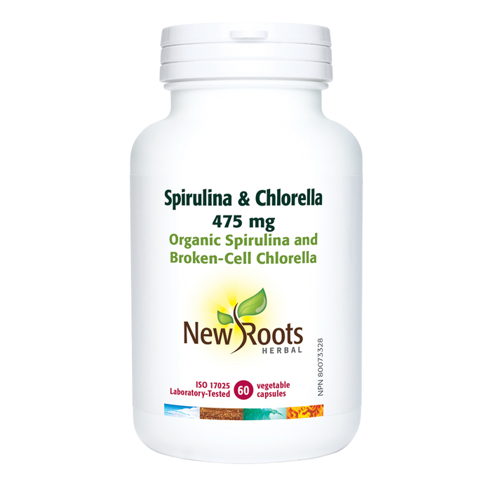 New Roots Spirulina & Chlorella 475mg 60 Veggie Caps