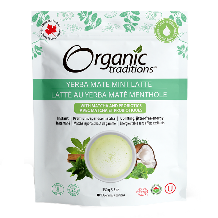 Organic Traditions Organic Yerba Mate Mint Latte with Matcha And Probiotics 150g