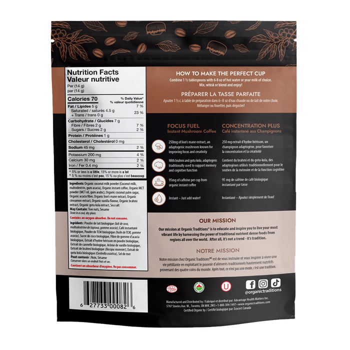 Organic Traditions Focus Fuel Coffee 140g