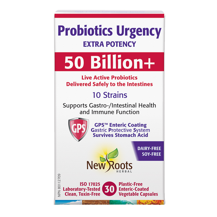 New Roots Probiotics Urgency Extra Potency 50 Billion+ 30 Veggie Caps