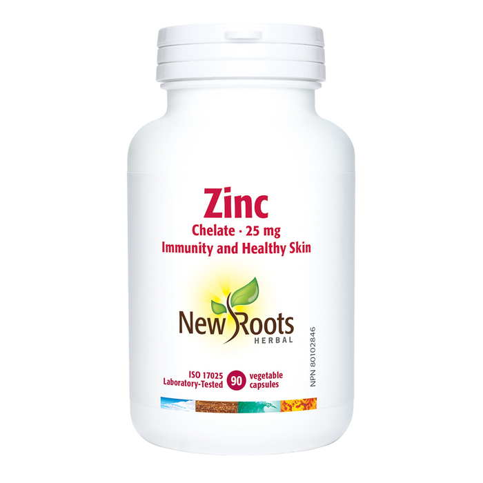 New Roots Zinc Chelate 25mg 90 Veggie Caps