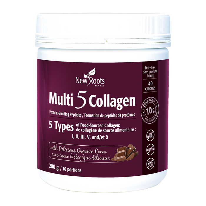 New Roots Multi 5 Collagen Organic Cocoa 200g