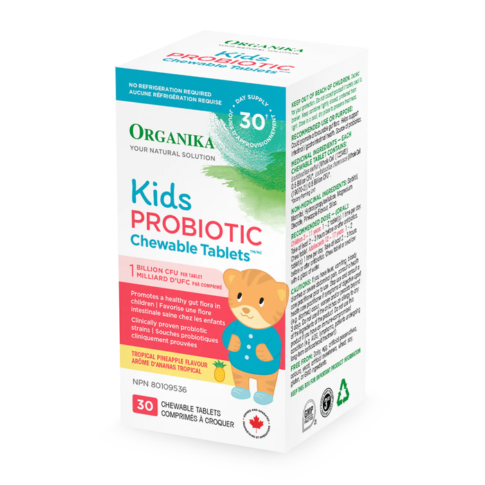 Organika Kids Probiotic Tropical Pineapple 30 Chewable Tablets