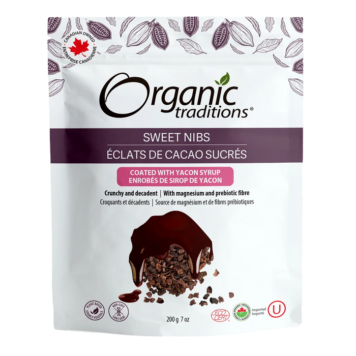 Organic Traditions Sweet Nibs Coated with Yacon Syrup 200g