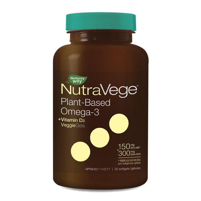 NutraVege Omega-3 + Vitamin D3 Plant Based Fresh Mint 30 Softgels