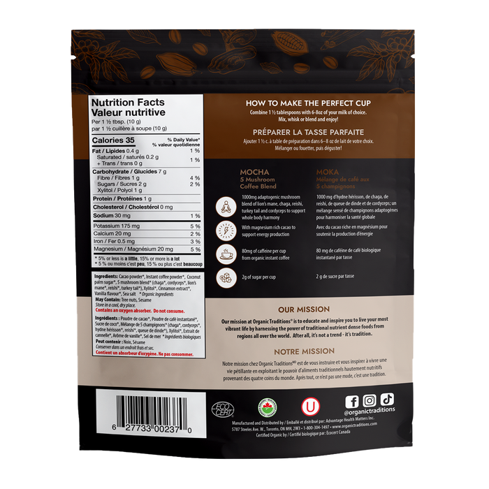 Organic Traditions 5 Mushroom Coffee Blend Mocha 100g