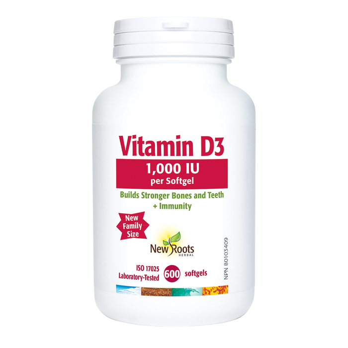 New Roots Vitamin D3 1,000 IU 600 Softgels