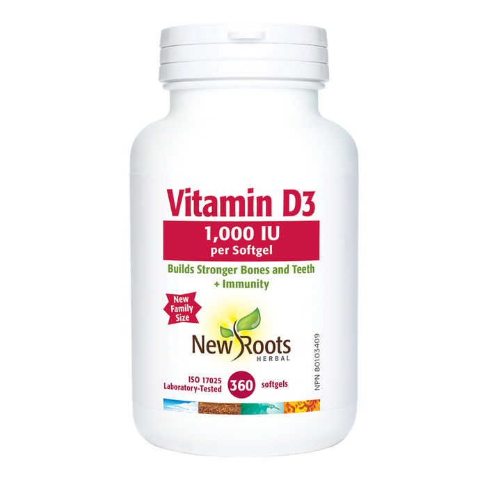 New Roots Vitamin D3 1,000 IU 360 Softgels