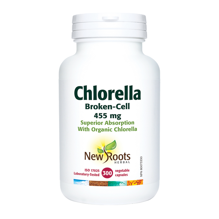 New Roots Chlorella 455mg 300 Veggie Caps