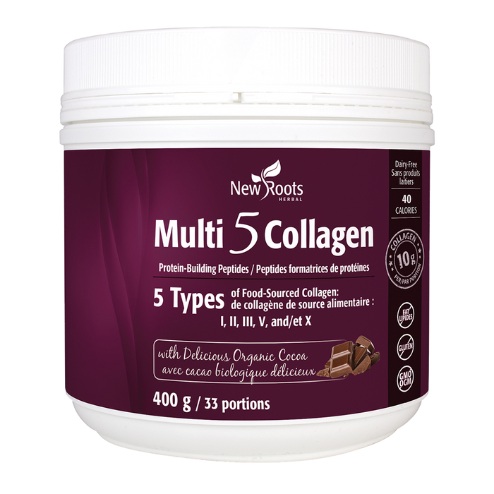 New Roots Multi 5 Collagen Organic Cocoa 400g