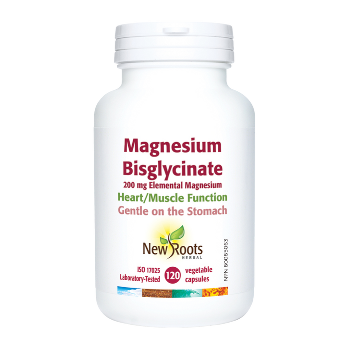 New Roots Magnesium Bisglycinate 200mg 120 Veggie Caps