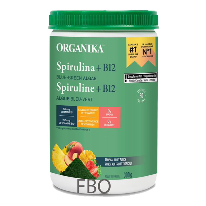 Organika Spirulina + B12 Tropical Fruit Punch 300g