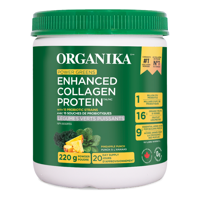 Organika Enhanced Collagen Power Greens Pineapple Punch 220g