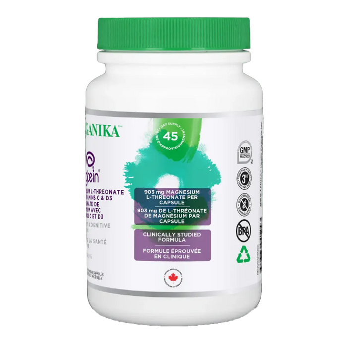 Organika Magnesium L-Threonate With Vitamins C & D3 90 Veggie Caps